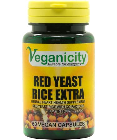 Veganicity Red Yeast Rice Extra Heart Health and Cholesterol Supplement - Pack of 60 Capsules