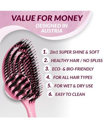 Marqus Bio Hairbrush - Wild Boar Bristles Spiral Spring Pink | Shine & Volume for Every Hair Type - No Tangles - Buy Online on GoSupps.com