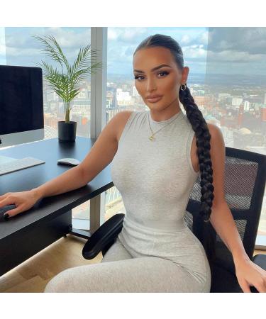 SEIKEA Long Braided Ponytail Extension 34 Inch 150G Black - Synthetic Hair Piece for Women - Buy Online on GoSupps.com