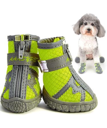 Zweitea Breathable Dog Shoes for Small Dogs - Reflective Adjustable Slip-proof Paw Protection Boots for Chihuahua - Green 3# (1.49x1.69) - Buy Online on GoSupps.com