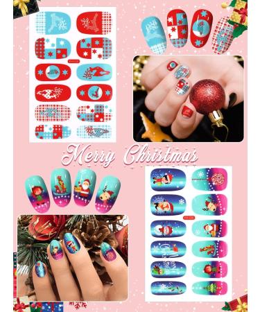 Kalolary Christmas Nail Polish Stickers Kit with Nail File - 8 Sheets Self-Adhesive Wraps for DIY Nail Art - Perfect Manicure Gift for Women and Girls - Buy Online on GoSupps.com