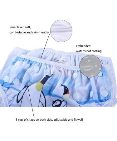 Mixidone Reusable Swimming Diaper for Toddlers | Adjustable Washing Swimming Trousers with Cute Wal Fish & Penguin Design | Perfect for Ages 0-3 - Buy Online on GoSupps.com