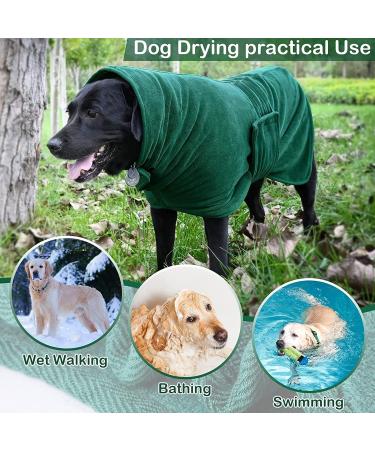 Pettom Microfiber Dog Bathrobe - Quick Drying Comfortable Wader for Large Medium & Small Dogs (XL Green) | International Shipping Available - Buy Online on GoSupps.com