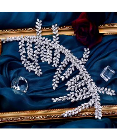 Silver Rhinestone Wedding Tiara Headpiece | Bridal Crystal Head Chain for Bride - HP373 - Buy Online on GoSupps.com