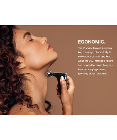 VRAIKO Gemini Microcurrent Face Massager Roller - Skin Rejuvenation Beauty Device for Neck and Face - Double Chin Reduction, Anti-Wrinkles, Sculpting, Toning, Tightening - Glossy Black - Buy Online on GoSupps.com