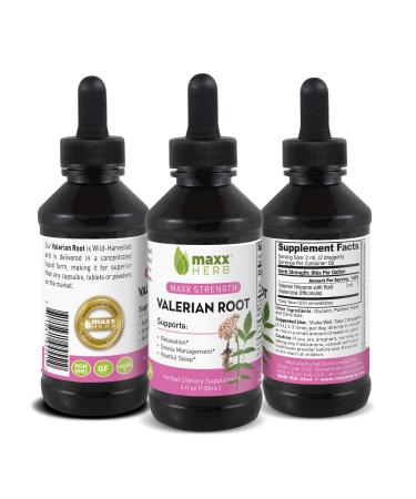 Maxx Herb Valerian Root Extract - Max Strength, Liquid Valerian Root Absorbs Better Than Capsules, for Relaxation and Restful Sleep, Alcohol-Free - 4 Oz Bottle (60 Servings) 4 Fl Oz (Pack of 1) - Buy Online on GoSupps.com