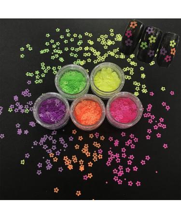 5 Colors Box Set - Holey Flowers Glitter - Festival Rave Beauty Makeup Face Body Nail Art Tumbler Holiday Decoration Y