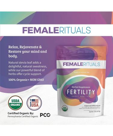 Female Rituals Organic Peppermint Fertility Tea - 30 Cups/15 Sachets - Herbal Blend for Female Fertility Boost - Sweet Mint Flavor - Buy Online on GoSupps.com