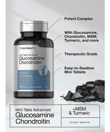 Premium Glucosamine Chondroitin MSM with Turmeric | 360 Mini Coated Tablets | Non-GMO & Gluten Free | Horbaach - Buy Online on GoSupps.com