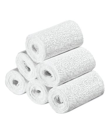 Navaris Plaster Cloth Rolls (M Pack of 6) - Gauze Bandages for Body Casts Craft Projects Belly Molds - Easy to Use Wrap Strips - 4 W x 118 L M White