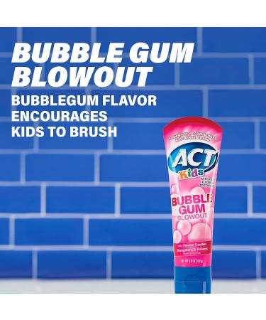 ACT Kids Anticavity Fluoride Rinse for Bad Breath Treatment Bubble Gum Blowout 16.9 fl. oz. & Kids Anticavity Fluoride Toothpaste 4.6 oz. Bubble Gum Blowout - Buy Online on GoSupps.com