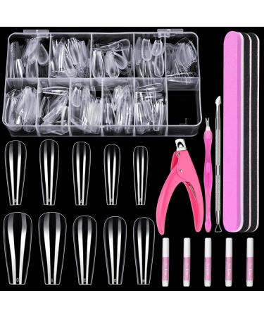 Clear False Coffin Nail Tips, MORGLES Full Cover Nail Tips Set include 500pcs Clear Press On Nails Fake Coffin Nail Tips with Nail Clipper Files and 5pcs Glues, Cuticle Pusher and Fork for Gel Nail Art DIY,10 Sizes Full Co… - Buy Online on GoSupps.com