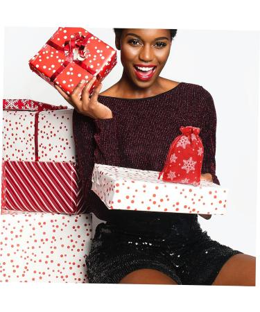 KOMBIUDA 10pcs Snowflake Burlap Bag Christmas Holiday Pouch Candy Storage Holder Drawstring Bag 14X10X0.3CM Red - Buy Online on GoSupps.com