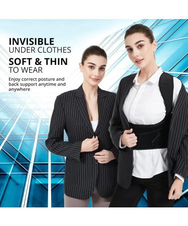 Back Brace Posture Corrector for Men & Women | Adjustable Full Back Support for Pain Relief | Scoliosis Hunchback & Thoracic Spine Corrector - Medium Black - Buy Online on GoSupps.com