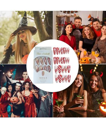 Press on Nails Long Horror Nails Press on Halloween False Nail Easy to Use Perfect for Dating Halloween Nail Salon Ball Shakven Christmas Gift - Buy Online on GoSupps.com