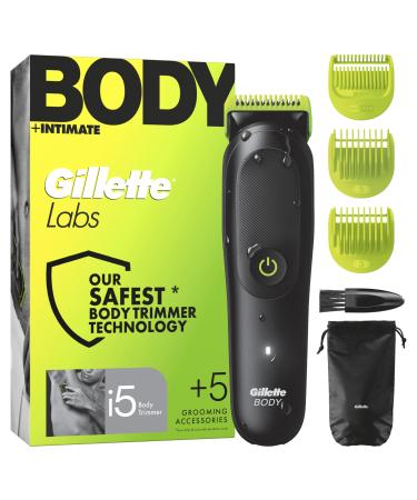 Gillette Labs Body + Intimate Tondeuse Homme i5 Tondeuse Corps Et Zone Intime Etanche Dot e De La Technologie SkinFirst Coffret Homme Avec 3 Sabots Dont Un Pour Peau Sensible