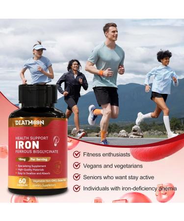 Iron Supplement for Women & Men - Highly Absorbable Iron Bisglycinate Capsules for Adults Vegan Non-GMO Gluten-Free Supports Energy & Overall Wellbeing 60 Count (Pack of 1) - Buy Online on GoSupps.com