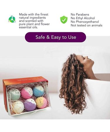 Natural Bath Bombs Spa Set - 6 Fizz Balls with Lavender, Jasmine, Rose, Calendula, Green Tea & Osmanthus Scents - Coconut & Shea Butter for Genuine Moisturization - Relax and Soften Skin - Buy Online on GoSupps.com