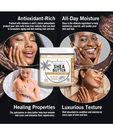 Pure Unrefined Shea Butter for Skin Hair & Face - 100% Raw African Shea Moisturizer for Stretch Marks & Acne - 0.5 lb - Buy Online on GoSupps.com