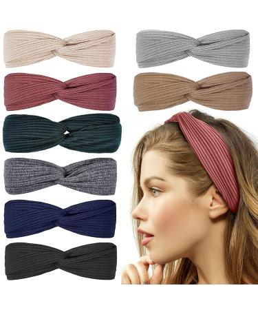 8 Pieces Women Wide Elastic Soft Boho Hairbands Print Hair Accessories Yoga Sport Hairband Multi-Colored Hairbands Women