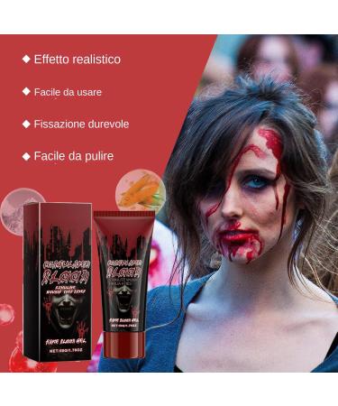 Fake Halloween Blood - Realistic Special FX Gel Makeup Thick Washable Liquid | 1.76oz Effect Costume Accessory for Vampire Zombie Role-Playing - Dannebleed Stage Prop for Haunted Events - Buy Online on GoSupps.com
