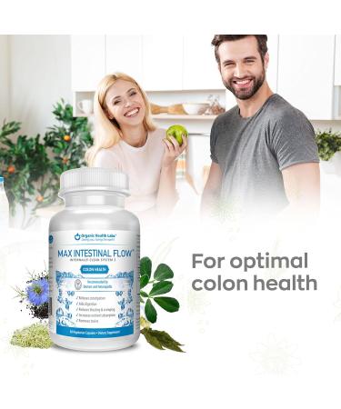 Organic Health Labs Max Intestinal Flow - Natural Colon Cleanse & Detox for Bowel Regulation | 60 Veggie Capsules - Buy Online on GoSupps.com