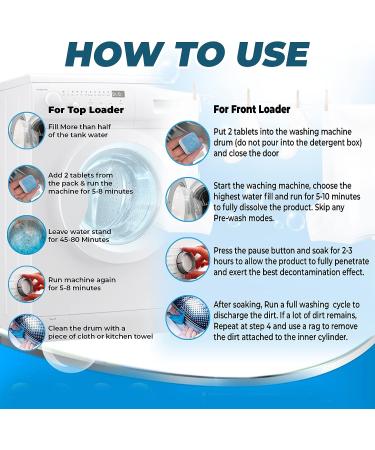 DEVOG Washing Machine Cleaner - 24 pcs Deep Cleaning Formula for Front Loader, Top Loader, HE - 1 Year Supply - Buy Online on GoSupps.com