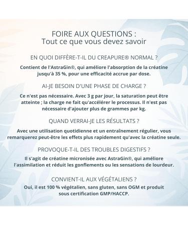 Creatine Monohydrate Creapure avec AstraGin Jusqu 35% d Absorption en Plus vs Creapure Seule Micronis e Sans Go t 4 Mois V gan Sans Gluten Qualit Allemande Garantie - Buy Online on GoSupps.com