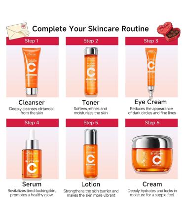 Glown 6-Piece Hydrating Skincare Set with Vitamin C & Niacinamide Complete Face & Body Care Kit with Cleanser Toner Serum Moisturizer Eye Cream & Body Lotion | Valentine s Day Skincare Gift for Women 1 Set - Buy Online on GoSupps.com
