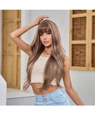 Uevies Brown Ombre Synthetic Wig | 26 Long Corrugated Pony Wig for Women | Naturally Looking Cosplay & Party Hairstyles - Buy Online on GoSupps.com
