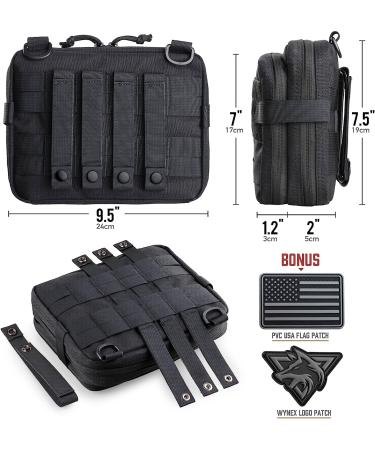 WYNEX Tactical Large Admin Pouch - Double Layer Design, Molle EDC EMT Utility Pouch with Map Sleeve, Flag Patch Included - Black - Buy Online on GoSupps.com