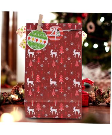 CHILDWEET Christmas Calendar Bags 1 Set Bag Goodie Bags DIY Calendar Bags Candy Bag Paper Bag Christmas Drawstring Bag As Shown 23X12X1CM - Buy Online on GoSupps.com