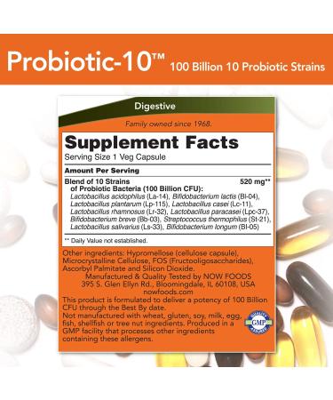 Now Foods Probiotic-10 100 Billion CFU - 30 Veg Capsules for Digestive Health - Buy Online on GoSupps.com