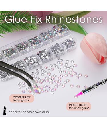Canvalite Nail Rhinestones 2 Boxes Flatback Nail Gems 6 Sizes nail charms rhinestones for nails craft makeup with Rhinestones Picker and Tweezers for nail art decorations (AB & Clear & Mix Color) - Buy Online on GoSupps.com