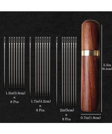 YAWALL Self Threading Needles 24pc Set with Wood Case - Easy Thread Hand Sewing Needles (Light Brown) - Buy Online on GoSupps.com