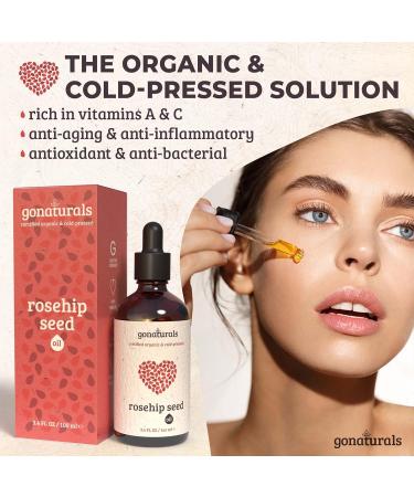 Rosehip Oil for Face & Skin Care - Organic Cold Pressed Hair Growth Oil | Rosa Mosqueta Seed Oil 3.4 Fl Oz - Buy Online on GoSupps.com