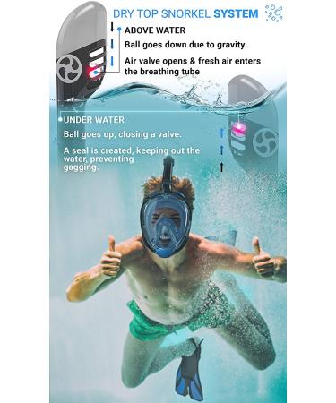 Cozia Design Full Face Snorkel Set - Blue, Adult Size Large-X-Large | 180 Panoramic View, Anti-Fog, Anti-Leak - Includes Adjustable Swim Fins - Buy Online on GoSupps.com