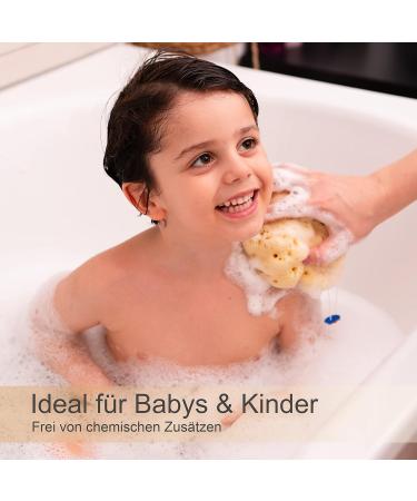 Natural Bathing Sponge - Tom & Pat Silk Sponge with Cord & Glass Trailer | Premium Quality Ideal Baby Sponge & DIY Natural Soap eBook - Buy Online on GoSupps.com