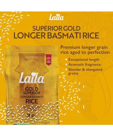  LAILA Laila Gold Superior Long Grain Basmati Rice 5 kg. Extra long grain basmati rice with a delicate aroma and authentic taste. - Buy Online on GoSupps.com