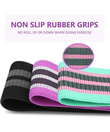 Fabric Resistance Bands Set of 3 for Hips & Glutes - Non-Slip Workout Bands for Men and Women - Strength Training Yoga Pilates Fitness - Black Purple Green - Buy Online on GoSupps.com