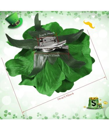 St. Patrick's Day Hair Decoration - 8 Green Rose Hair Clips & Brooch Set for Women - Irish Floral Accessories for Party Celebrations - Buy Online on GoSupps.com