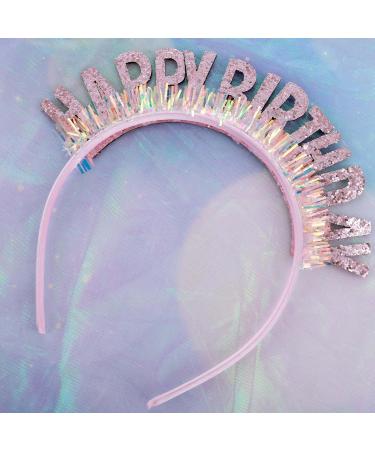 Sibba Birthday Crown Beautiful Headband Glitter Birthday Hairband Shiny Tiara Cute Hair Accessories Happy Birthday Crowns Fit Women Girls Party Take Photos Decorations Gifts (Pink) - Buy Online on GoSupps.com