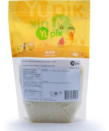 Yupik Organic Sushi Rice Medium Grain 1 kg Gluten-Free Non-GMO Vegan Kosher Salt-Free White Rice Sticky Texture Easy Preparation Ideal for Sushi Side Dish & Risotto 1 kg (Pack of 1) - Buy Online on GoSupps.com