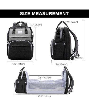 SndMor Diaper Bag Backpack - Multifunctional Black & Gray Design with Bed Function Stroller Hook - Ideal for Moms & Dads - Shop Internationally! - Buy Online on GoSupps.com