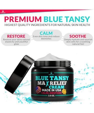 Blue Tansy Oil Face Cream - Balancing Full Body Lotion for Clear Skin Wrinkle & Pore Minimizer Hydrating Night Cream for Redness & Blemishes - International Shipping Available - Buy Online on GoSupps.com