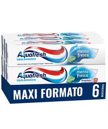 Aquafresh Aquafresh Triple protection 3-in-1 toothpaste for the whole family strong teeth healthy gums fresh breath fresh mint taste maxi pack 6 x 75 ml - 450 ml