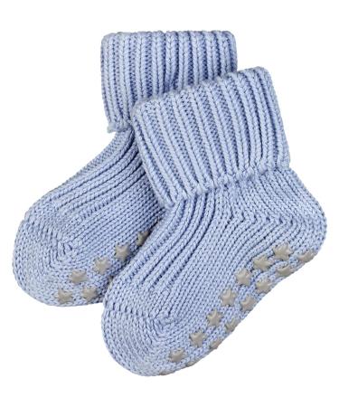 FALKE Unisex Baby Catspads Cotton Slipper Socks Soft Blue White More Colours Thick Warm Plain With Printed Silicone Nubs On Soles For An Improved Grip 1 Pair 62 Blue (Crystal Bl 6290)