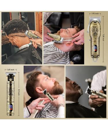 Shop Professional Hair Clippers & T-Blade Trimmer Set - Cordless Rechargeable LED Display Perfect for Men Women & Kids - Bronze Hair Cutting Kit - Buy Online on GoSupps.com