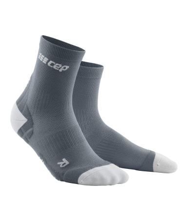 CEP ULTRALIGHT COMPRESSION SHORT SOCKS for women | Short sports socks with compression in grey / light grey | Size III