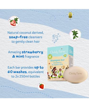 Childs Farm Kids Shampoo Bar 60g - Strawberry & Organic Mint | All Hair Types - Buy Online on GoSupps.com